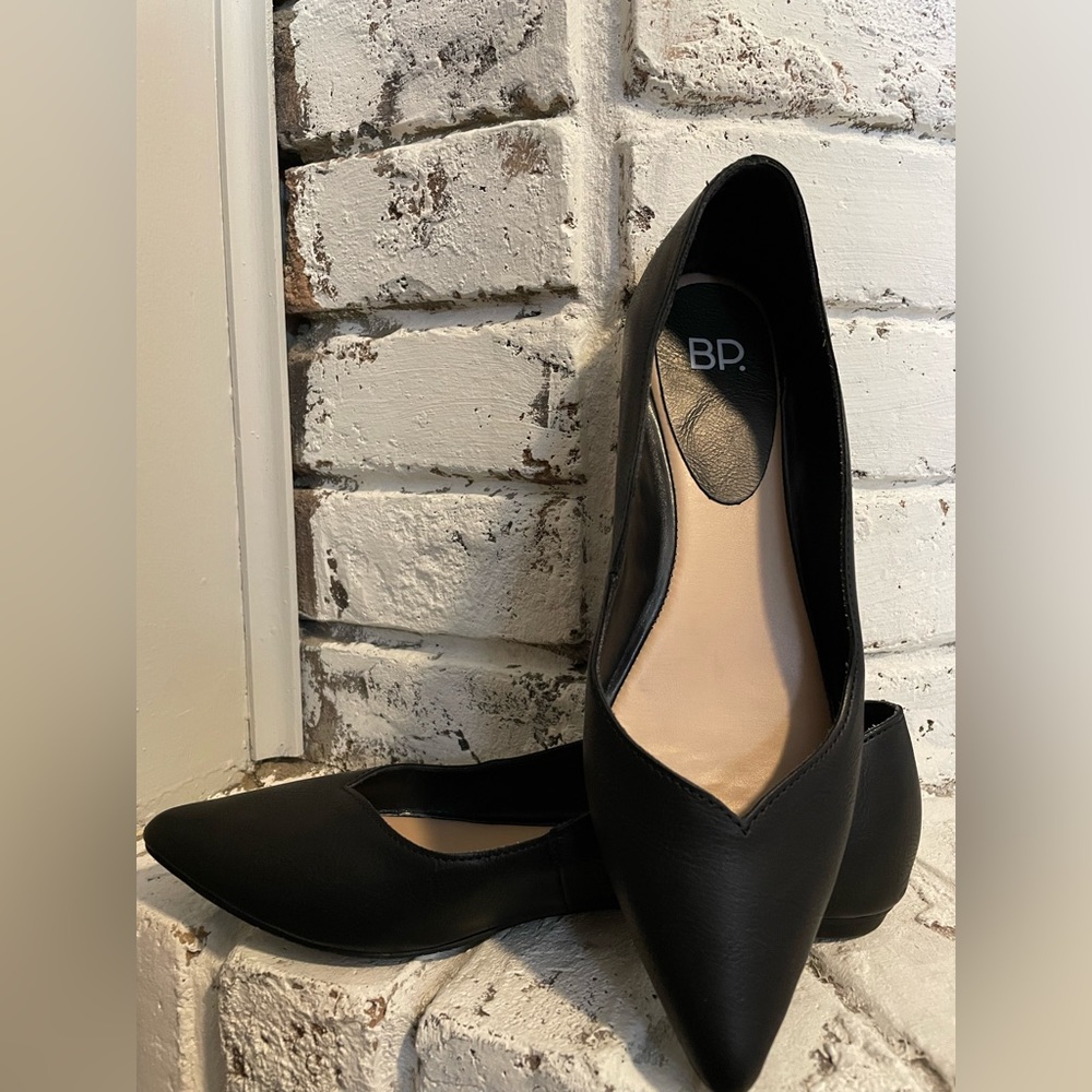 BP black leather flats size 7.5